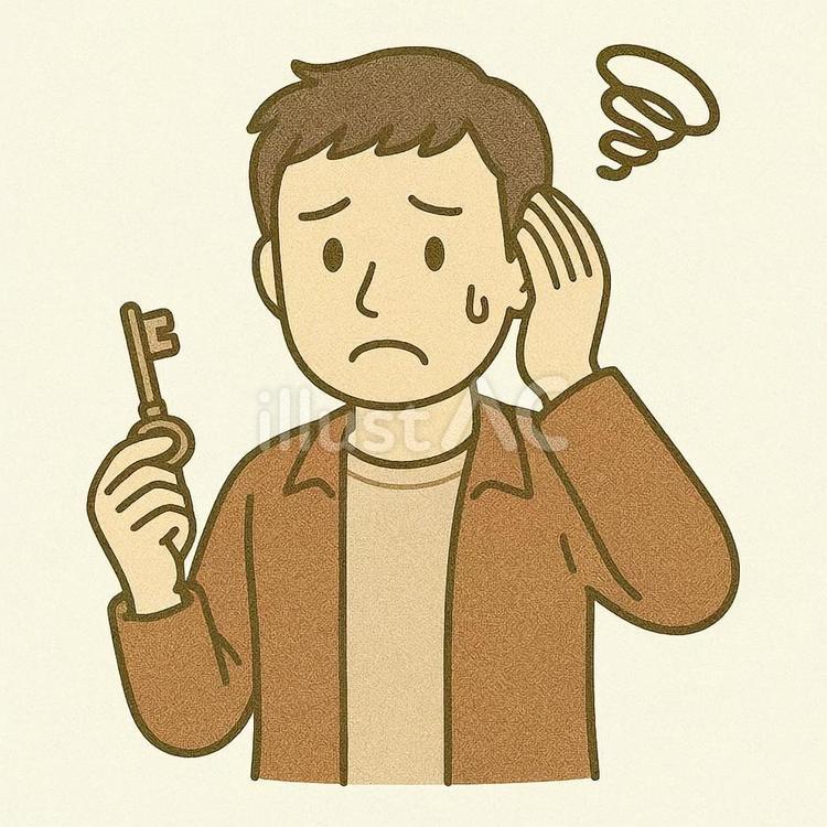 鍵を持って困っている人 鍵,困っている,困惑のイラスト素材