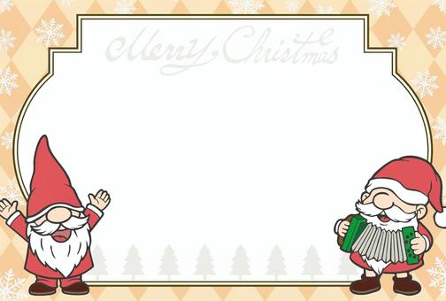クリスマスメッセージカード-9 クリスマス,冬,12月,素材,サンタ,サンタクロース,小人,ノーム,ドワーフ,雪のイラスト素材