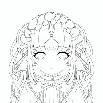 ロリィタ少女線画 コスプレ,女子,女の子,美少女,萌え,アイコン,かわいい,萌え系,キャラ,ロリィタのイラスト素材