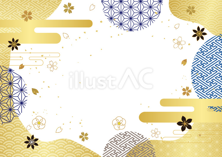 和柄と金箔背景4099 和柄,背景,金箔のイラスト素材