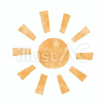 水彩風太陽のワンポイントイラスト