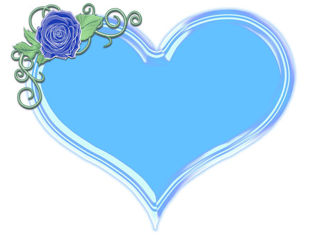 Illustration, rose, heart, blue, JPG and PNG