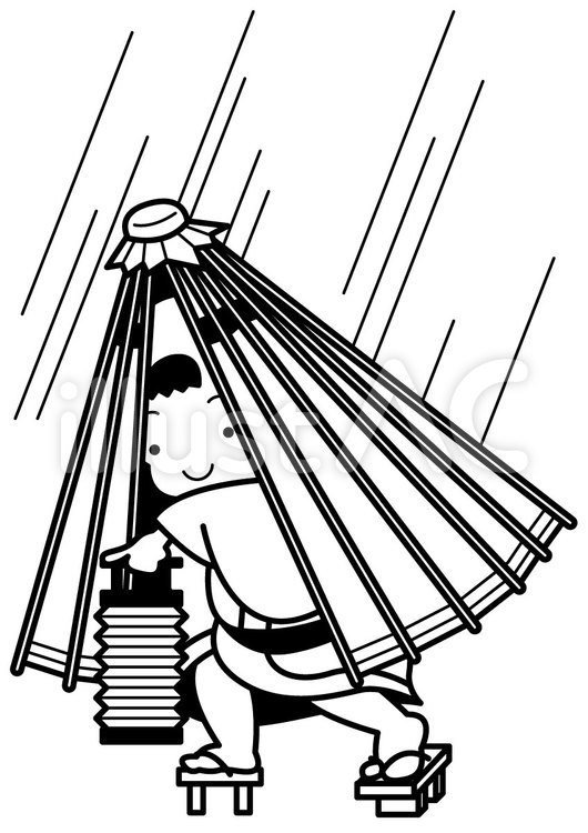 雨降小僧-1c 雨降小僧,妖怪,子供のイラスト素材