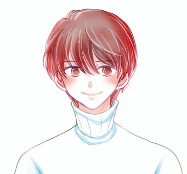 白色のニットを着た男性 男性,イケメン,かわいい,男子,笑顔,ニット,あたたかみ,カッコいい,爽やか,冬のイラスト素材
