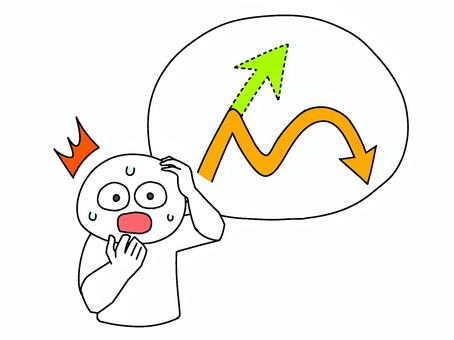 想定外 想定外,予想外,想定,予想,矢印,逆方向,回り道,曲線,焦り,人物のイラスト素材