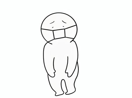 マスクをした棒人間 マスクをした棒人間 マスク,棒人間,シンプル,白黒,手書き,手描き,風邪,予防,挿絵,人物のイラスト素材