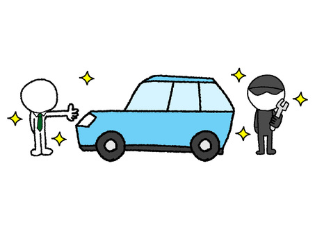 自動車とサービスマン