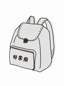防災　灰色の非常用リュック　ゆる手描き 防災リュック,非常袋,リュック,持ち出し袋,避難,避難袋,予防,対策,鞄,非常用のイラスト素材