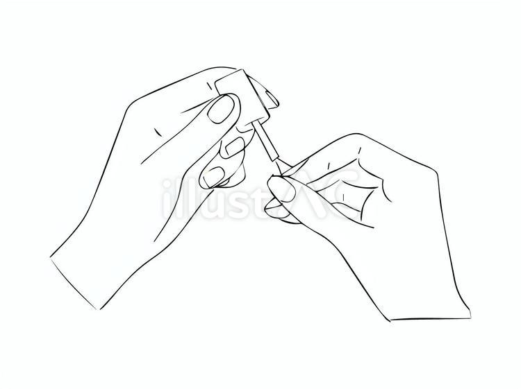 モノクロのネイルをする手元 ネイル,マニュキア,ポリッシュのイラスト素材
