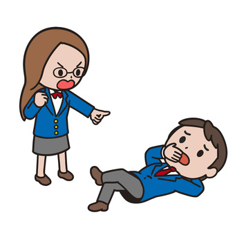 説教する人 サボり,スマホ,説教,反省,怒り,謝罪,正座,指差し,困惑,苦悩のイラスト素材