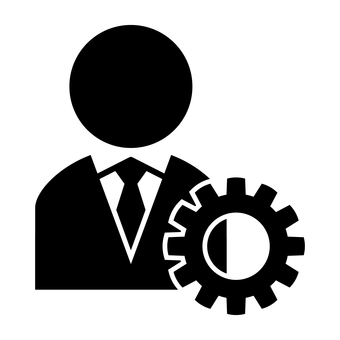 ネクタイの人物と歯車 人物,歯車,スーツ,アイコン,ネクタイ,ビジネス,設定,調整,オプション,システムのイラスト素材