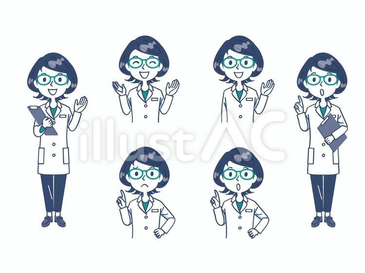 白衣の女性　説明する 人物,白衣,女性のイラスト素材