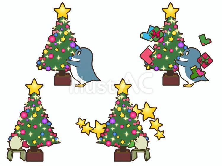 クリスマスツリーとペンギン ペンギン,かわいい,イラストのイラスト素材