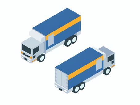 アイソメトリック_運送業 アイソメトリック_運送業 アイソメトリック,立体,アイソメ,斜め上,トラック,物流,運送,配送車,車両,荷物のイラスト素材
