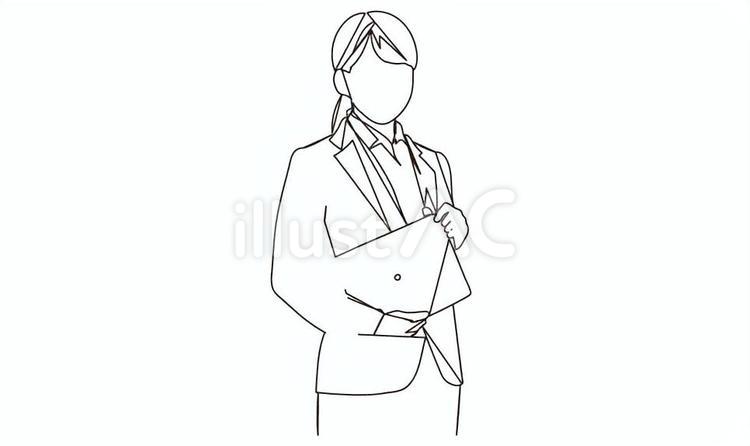 ビジネスウーマンの線画イラスト ビジネスウーマン,女性,線画のイラスト素材