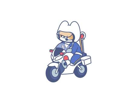 白バイに乗る警察官 白バイ隊員,警察,ねこ,バイク,職業,乗る,運転,キャラクターのイラスト素材