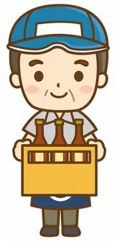ビールを運ぶ酒屋さん(全身図) 酒屋,酒,アルコール,ビール,ビール瓶,居酒屋,店主,店長,店員,従業員のイラスト素材