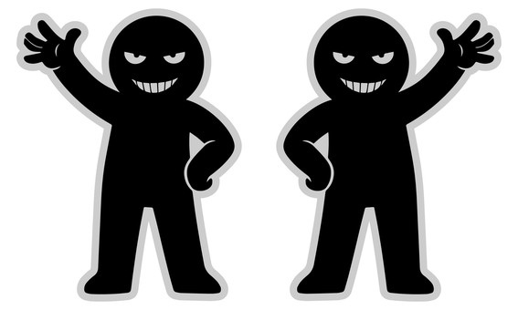 にやけ顔の悪人Ｌ片手上げ 悪人,にやける,悪,悪役,悪意,嘲笑,あざけ笑い,悪行,いたずら,ずるのイラスト素材