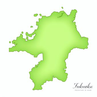 ソフトな立体感のある、福岡県の地図 福岡県,福岡,地図,マップ,地理,北九州市,久留米市,大牟田市,八女市,糸島半島のイラスト素材