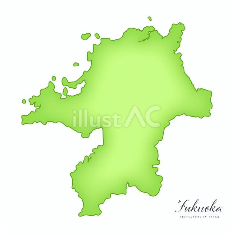 ソフトな立体感のある、福岡県の地図 福岡県,福岡,地図のイラスト素材