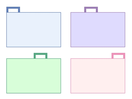 タブ付きフレーム（白抜きタブ4色セット） フレーム,タブ,ラベル,メモ,見出し,シンプル,パステルカラー,4色,セットのイラスト素材