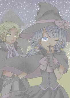 男の子・女の子 人物,男の子,女の子,キャラクター,パステルカラー,ハロウィン,仮装,コスプレ,魔女,吸血鬼のイラスト素材
