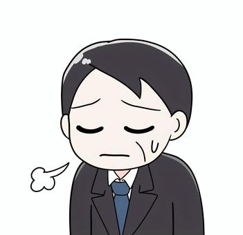 ため息をつく中年サラリーマン_02 落ち込む,悩み,悩む,困る,ビジネスマン,疲れ,疲れる,疲労,過労,心配のイラスト素材