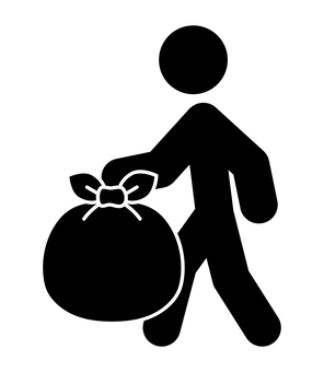 ゴミ袋を持つ人物 ゴミ袋を持つ人物 ゴミ捨て,ゴミ袋,人物,ゴミ,捨てる,アイコン,掃除,シルエット,黒のイラスト素材