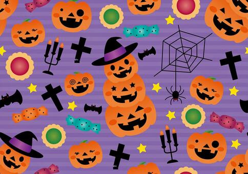 かわいいハロウィン-壁紙-6 ハロウィン,ジャックオーランタン,秋,イベント,クッキー,キャンディー,ロウソク,蝋燭,コウモリ,蜘蛛のイラスト素材