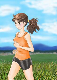 走る人 マラソン,走る,ランニング,大会,陸上,人,女性,スポーツのイラスト素材