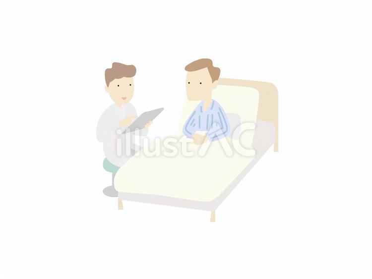 病室で診察される患者のミニマル 病室,患者,医師のイラスト素材