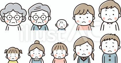 困り顔の色んな人物の上半身イラストセット