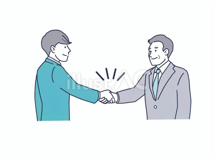握手をする男性のイラスト 握手,男性,人物のイラスト素材
