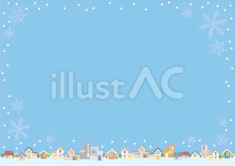 雪が降る町 町,街,家のイラスト素材