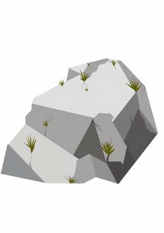 草の生えている岩石 岩石,雑草,石,岩,隕石,落石のイラスト素材