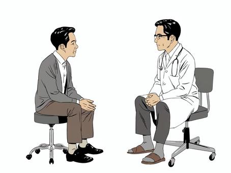 昭和の医師に相談する男性02