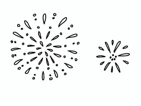 fire works 花火,打ち上げ花火,夏,夏休み,お祭り,祭り,かわいい,ほっこり,シンプル,線画のイラスト素材