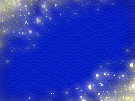 紺と金の青海波背景 和柄,青海波,紺,金,背景,和紙風,上品,落ち着いた,高級感,和風のイラスト素材