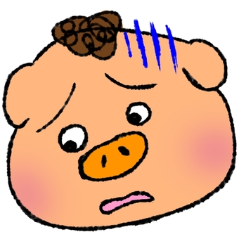 落ち込むぶたさんのイラスト ぶた,手描き,動物,落ち込む,キャラクター,しょんぼり,へこむのイラスト素材