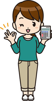 Woman with a calculator, people, female, grown up, JPG, PNG and AI