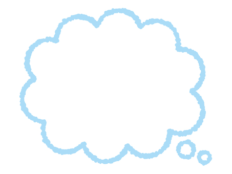 クレヨンのもくもく吹き出し　水色 2 吹き出し,ふきだし,フレーム,枠,もくもく,もこもこ,雲,考える,妄想,ふわふわのイラスト素材