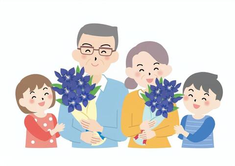 敬老の日_06_B 敬老の日,お祝い,おじいちゃん,おばあちゃん,敬老,プレゼント,ギフト,贈り物,花束,感謝のイラスト素材
