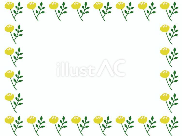 黄色い花のフレーム 黄色,花,葉のイラスト素材