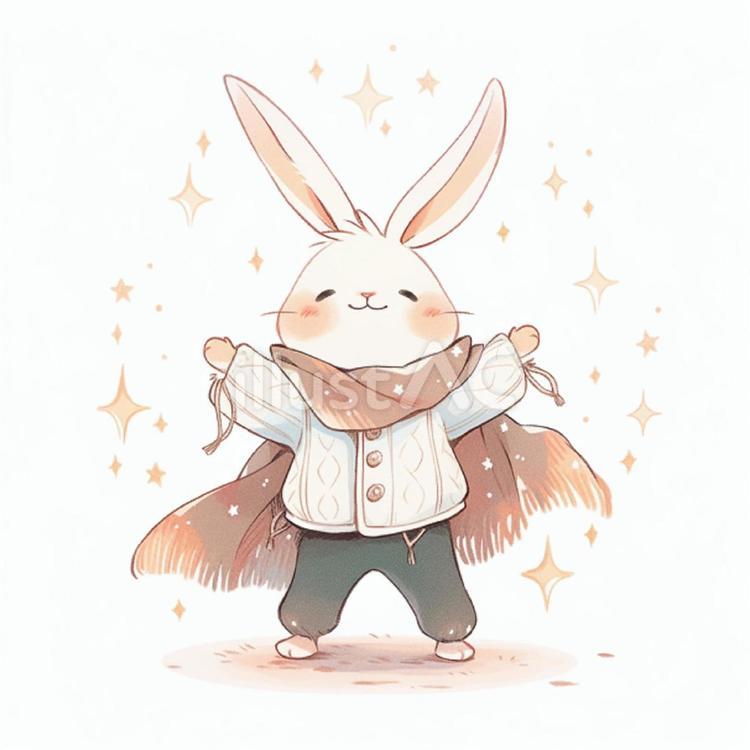 マフラーをまいたうさぎ ウサギ,笑顔,動物のイラスト素材