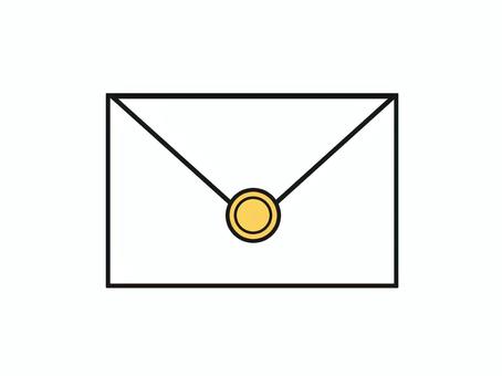丸い黄色のシールが貼ってある手紙 生活,手紙,郵便物,メッセージ,届け物,お便り,丸のイラスト素材