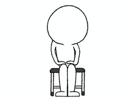 傾いて座るシルエット シルエット,座る,椅子,傾き,歪み,姿勢,pop調,手描き,挿絵,ワンポイントのイラスト素材