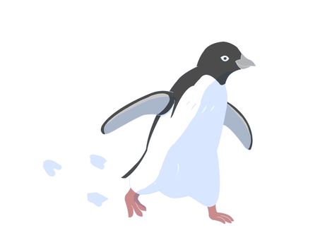 アデリーペンギン（歩く・主線なし） ペンギン,アデリーペンギン,鳥,動物,南極,歩く,主線なしのイラスト素材