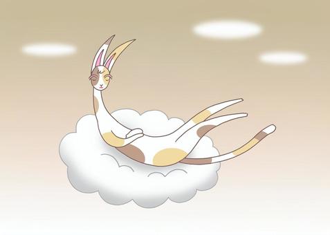 メルヘン・雲の上で眠る猫 メルヘン・雲の上で眠る猫 猫,雲,動物のイラスト素材