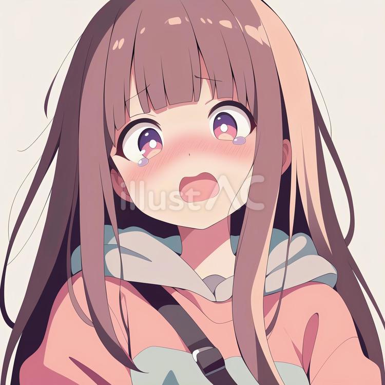 ショックを受けた表情のアニメ調の美少女1 アニメ,美少女,萌え系のイラスト素材