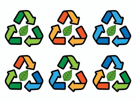 リサイクルマーク赤青緑と葉っぱ リサイクル,再利用,再生,葉っぱ,資源,巡回,回収,sdgs,もったいない,マークのイラスト素材